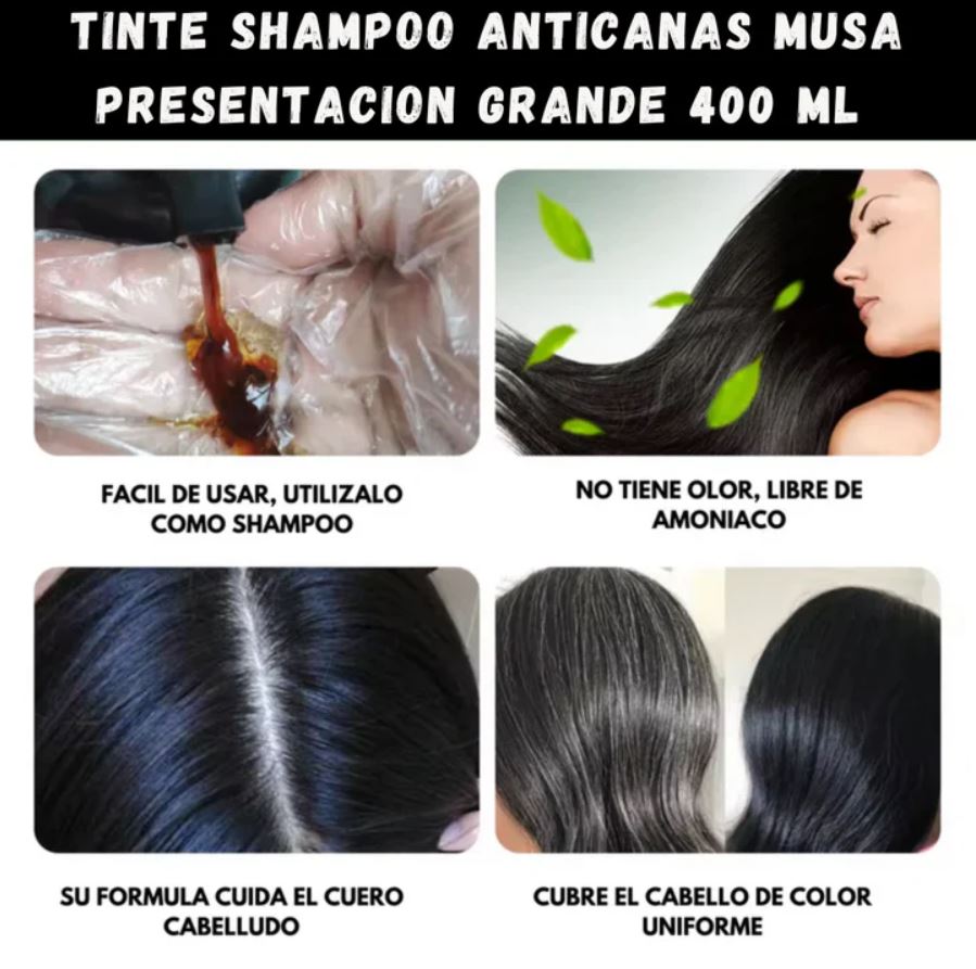 SHAMPOO CUBRE CANAS MUSA EN FRASCO (400ml)